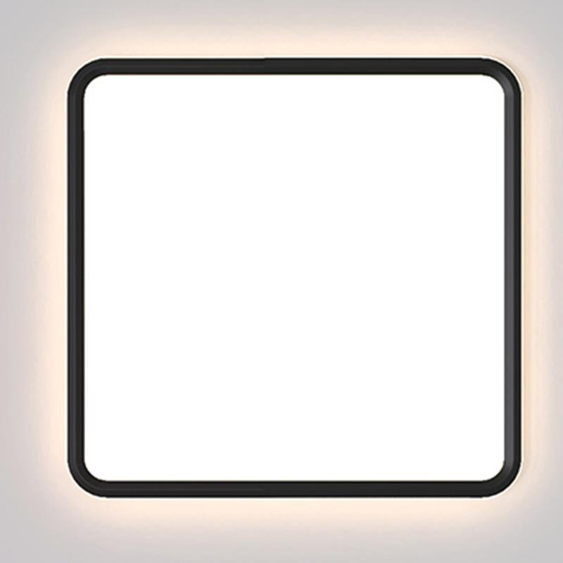 Modern square LED ceiling light with a black frame, enhancing a stylish interior.