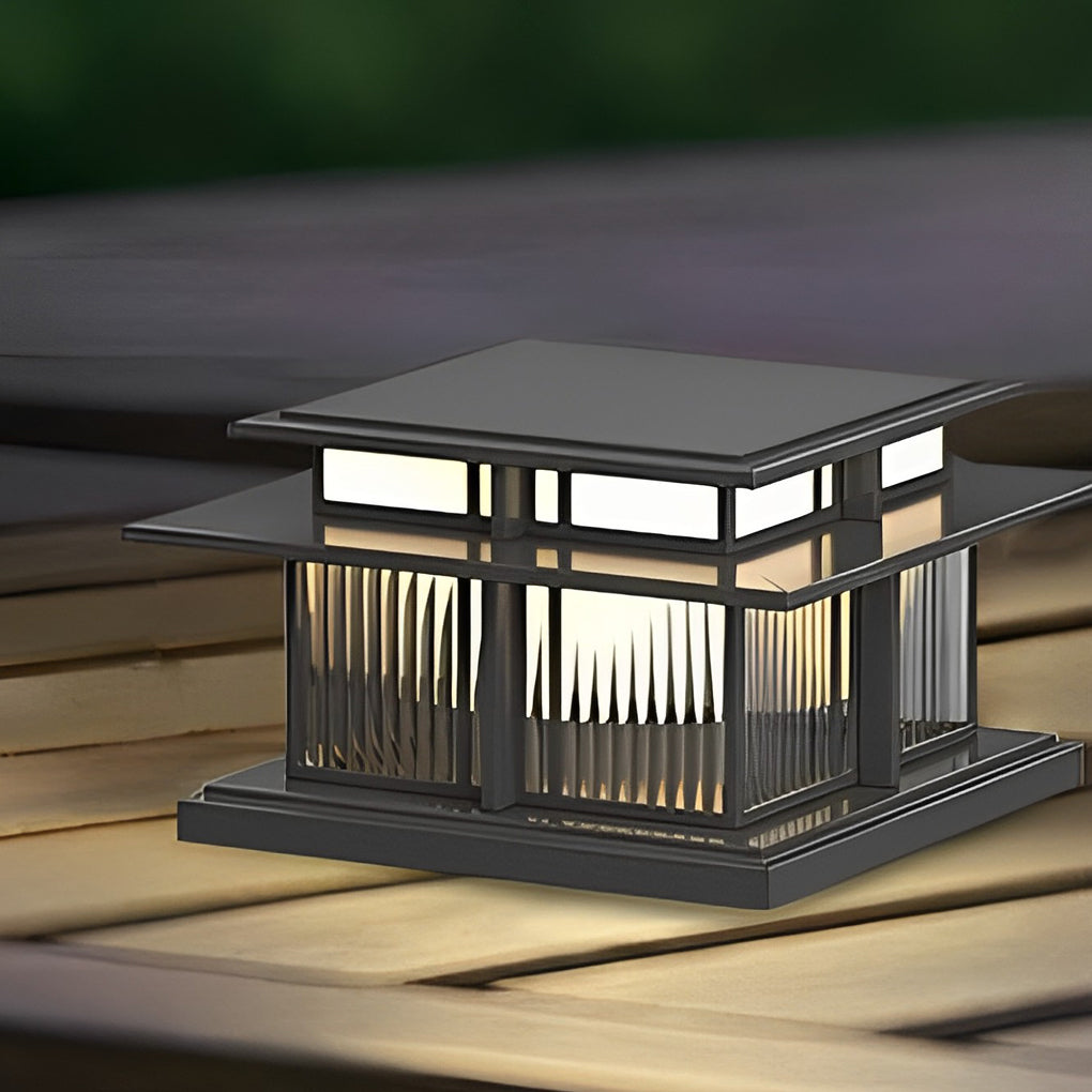 Modern square pillar light shown as a product display on a neutral studio pedestal.