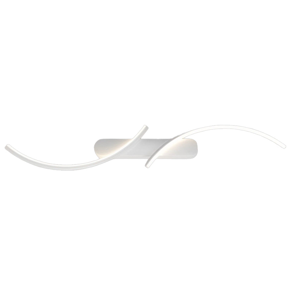 Modern wave wall sconce in white, close-up of the minimalist wave design.