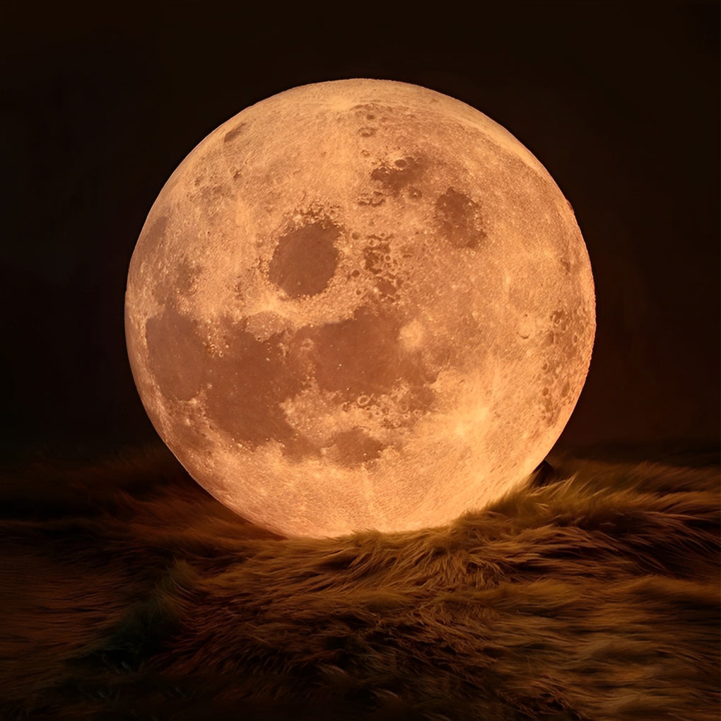 Moon globe floor lamp version with realistic moon surface texture.