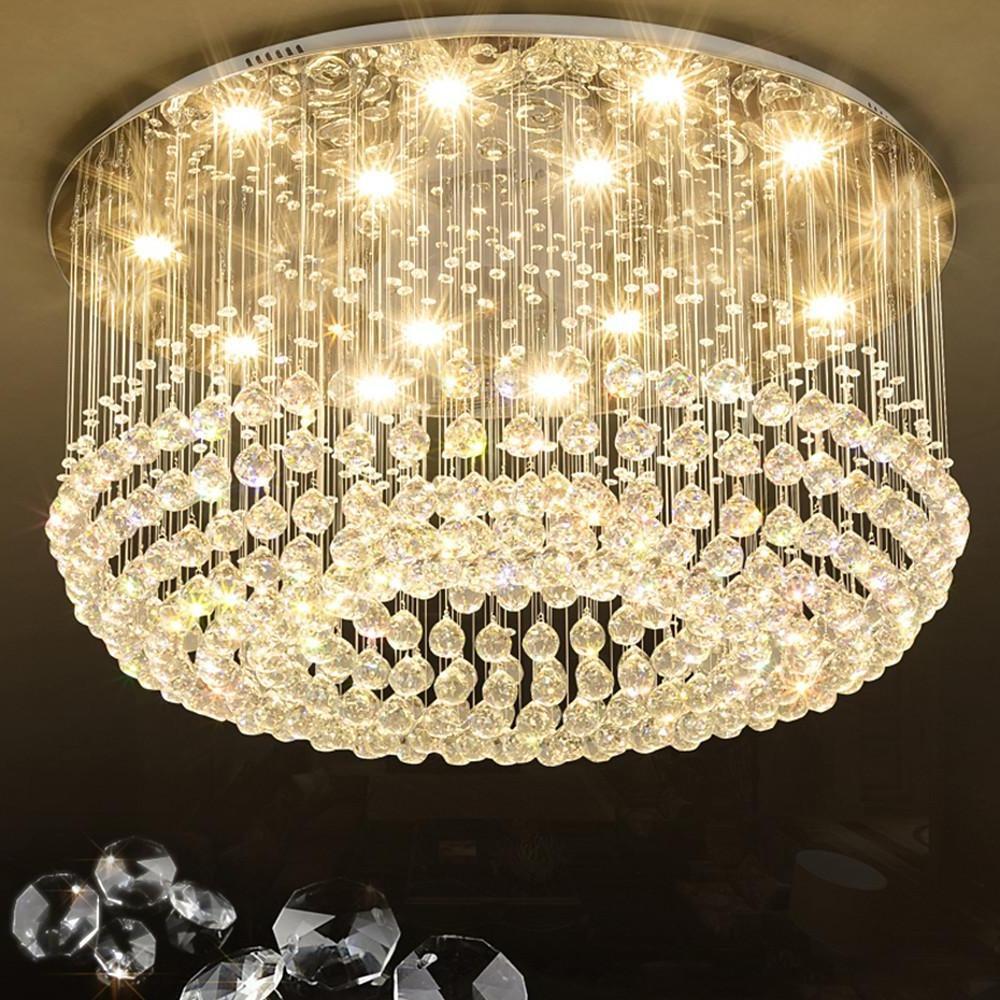 Glass - cicles Crystal LED Chandelier Drum Flush Mount Chandelier