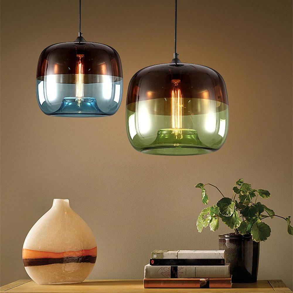 Multi Colored Glass Pendant Light Artistic Globe Dining Room Light - Dazuma