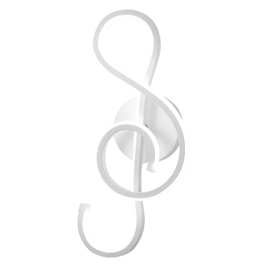 Musical note wall light dimensions, front view with size specifications.