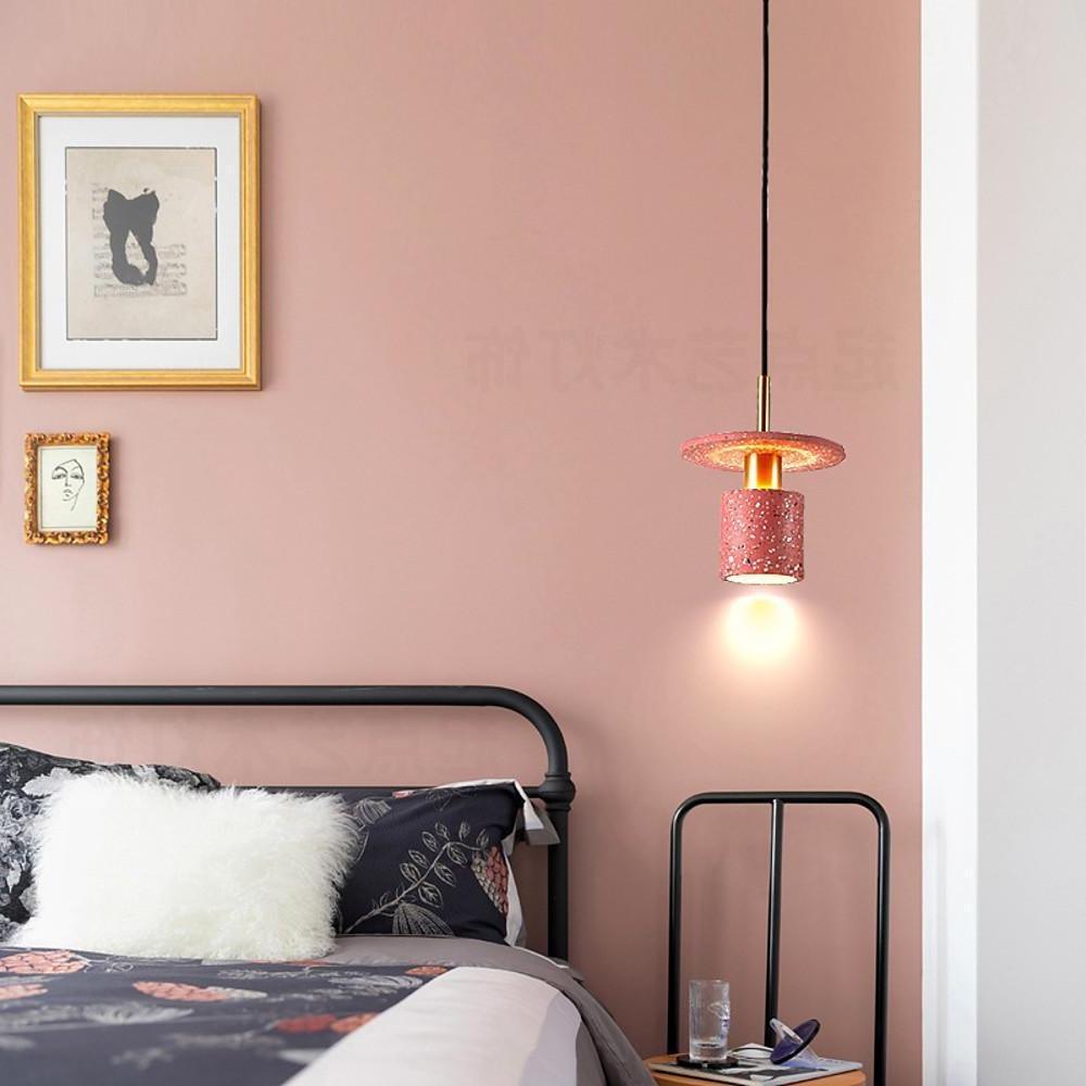 Terrazzo - Inspired Cement Cylinder LED Pendant Lights Modern Island Lighting