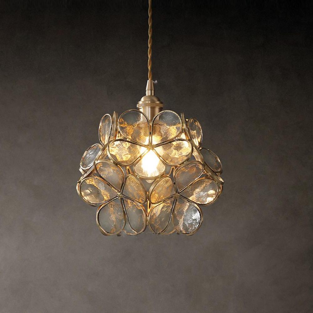 8'' LED Incandescent 1-Light Single Design Pendant Light Nordic Style Modern Glass Copper Island Lights