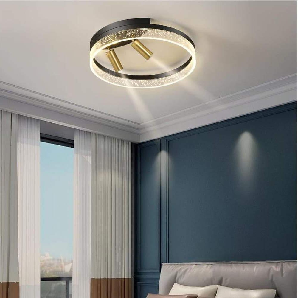 16'' LED 2-Light Circle Design Dimmable Flush Mount Lights Modern Nature Inspired Metal Silica gel Acrylic Dimmable Ceiling Lights-dazuma