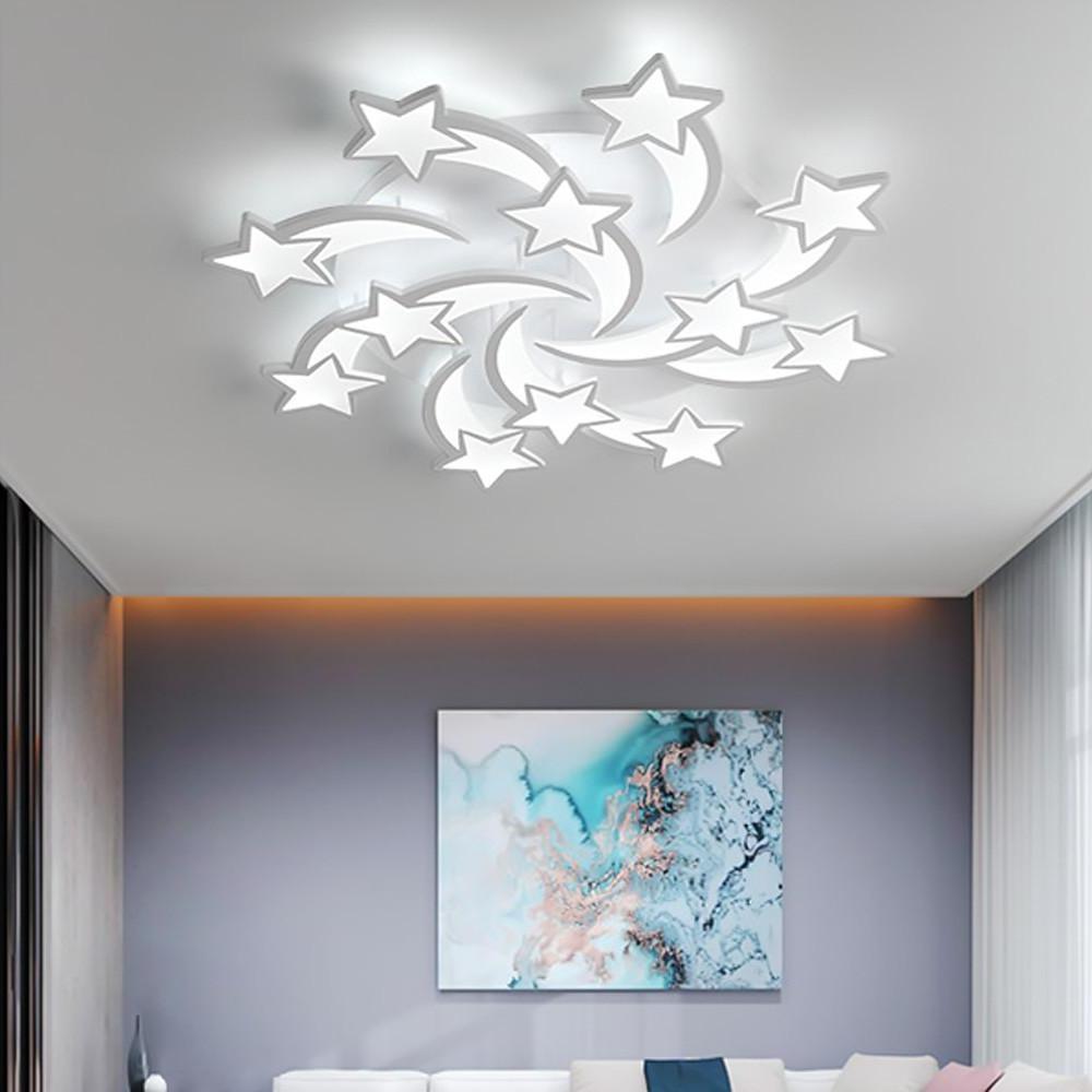 Celestial Shooting Stars Flush Mount Ceiling Light - LED, Dimmable, White, 5 to 15 Star Lights