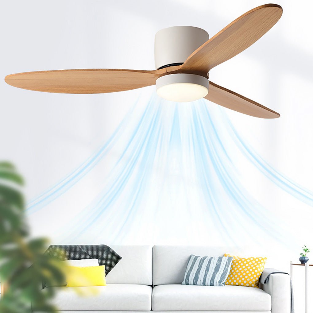 Natural wood ceiling fan with light LED features Scandinavian-inspired design, quiet DC motor, and high-quality wooden blades.