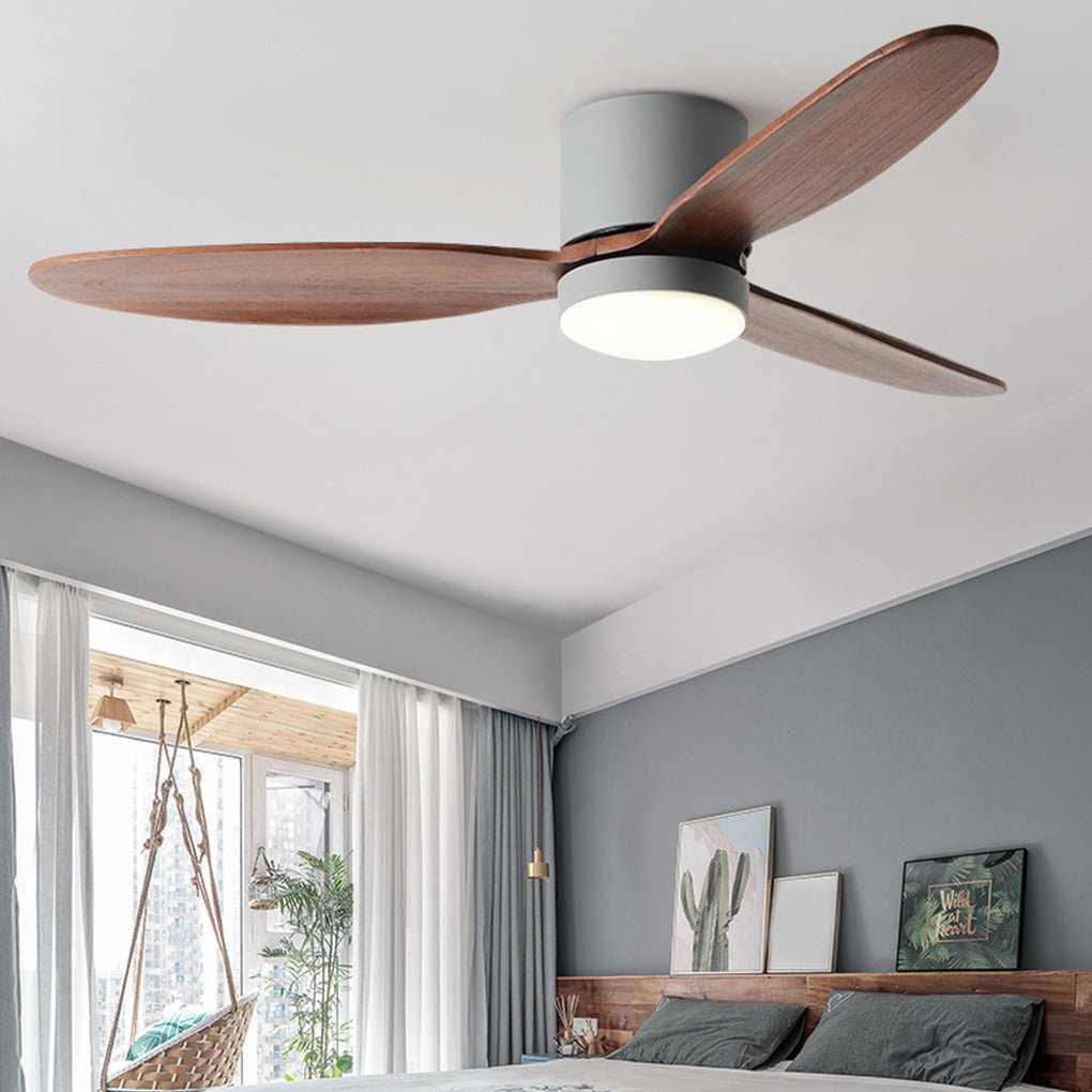 Natural wood ceiling fan with light LED is ideal for modern interiors, delivering energy-saving airflow with silent operation.