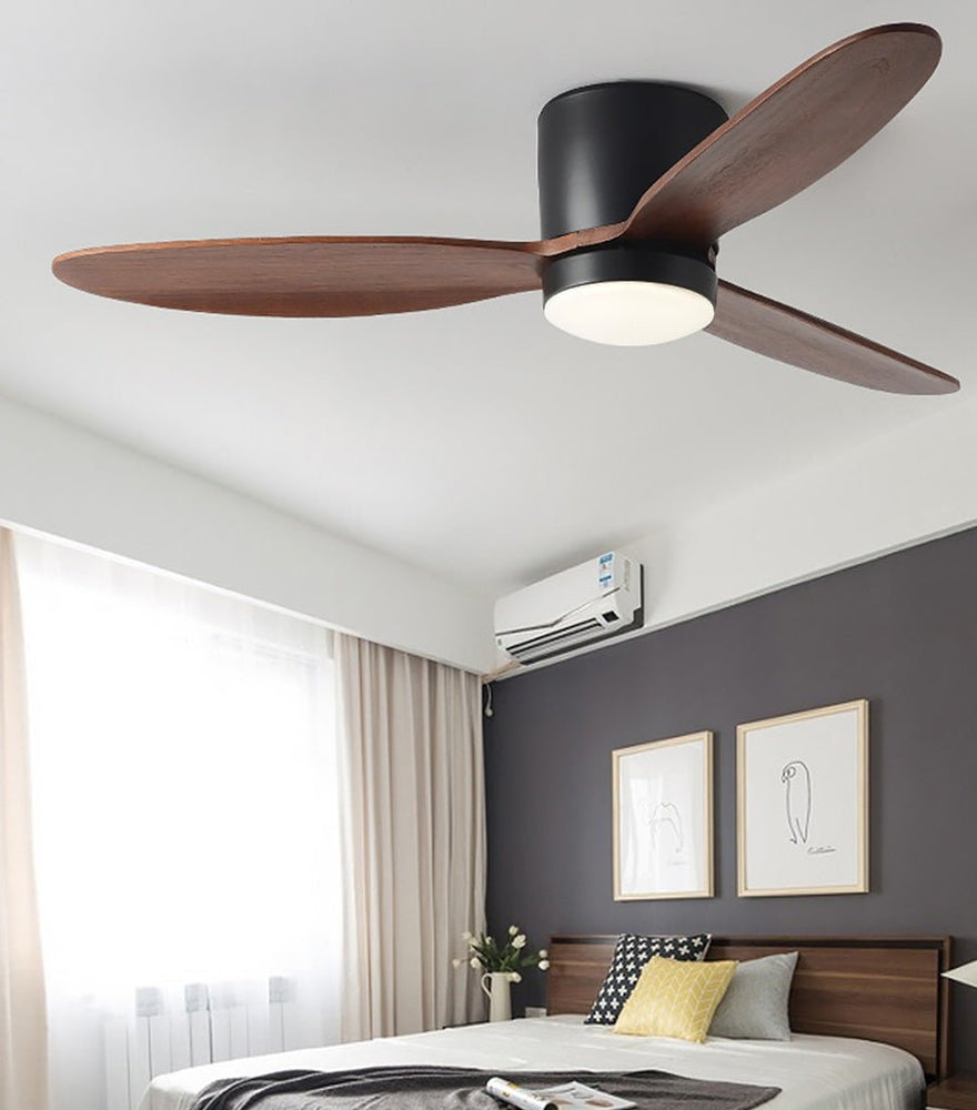 Black three-blade ceiling fan
