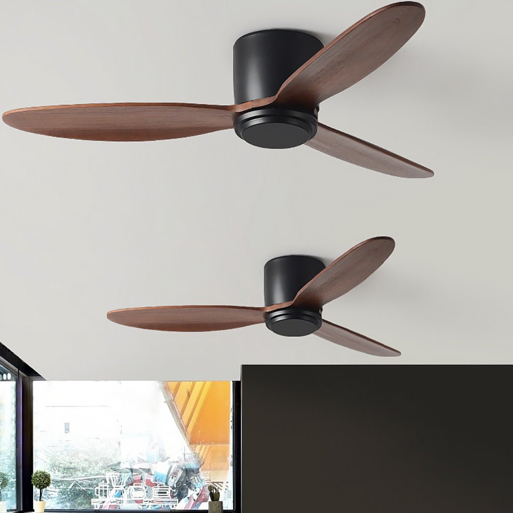 Natural wood ceiling fan with light LED offers minimalist Nordic design with smooth, quiet operation and modern style.