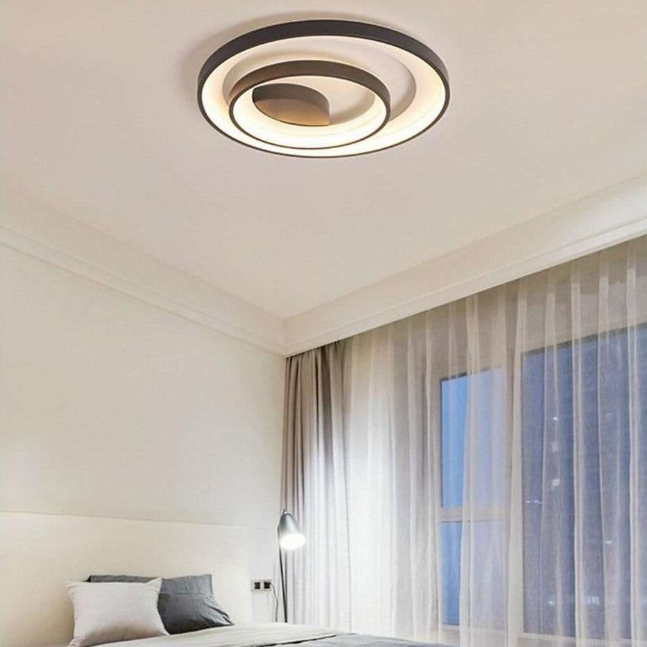 2 - Light 2 - Ring Semi - Flush Mount Ceiling Light LED Elegant Silica Gel Bedroom Light