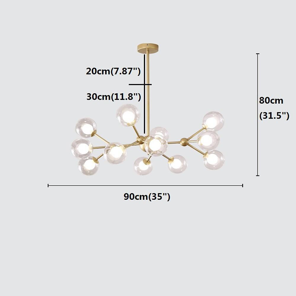 35'' LED 12 Bulbs LED Lights Chandelier Modern Metal Glass Sputnik Sputnik Design