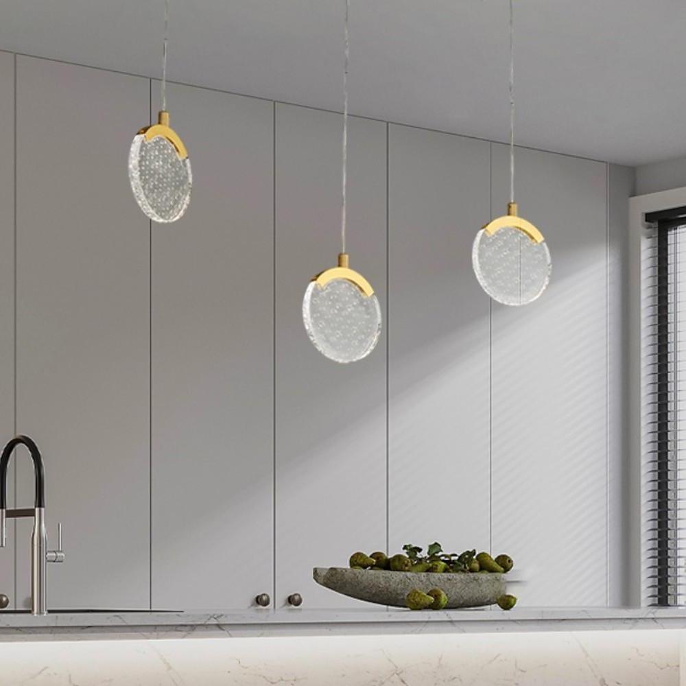 6'' LED 1-Light Geometric Shapes Pendant Light Nordic Style LED Copper Acrylic Geometrical Metal Island Lights-dazuma