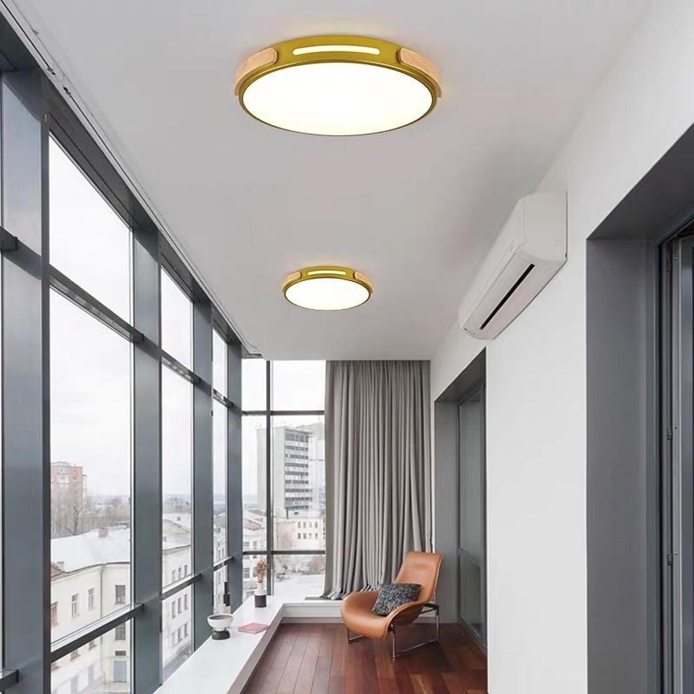 17'' LED 1-Light Lantern Desgin Flush Mount Lights Modern Metal Acrylic Wood Bamboo Lantern Design