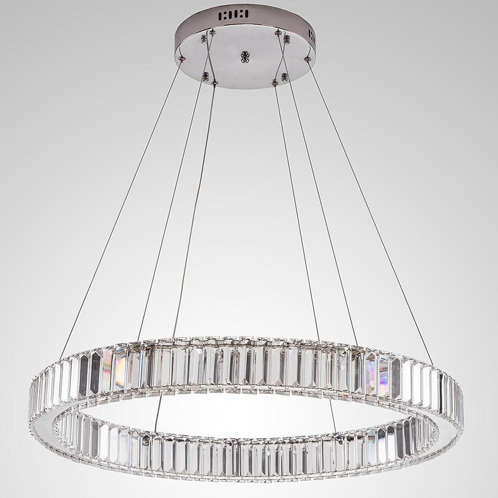 28'' LED 1-Light LED Eye Protection Crystal Adjustable Creative Chandelier LED Chic & Modern Metal Crystal Geometrical Circle Novelty Circle Design