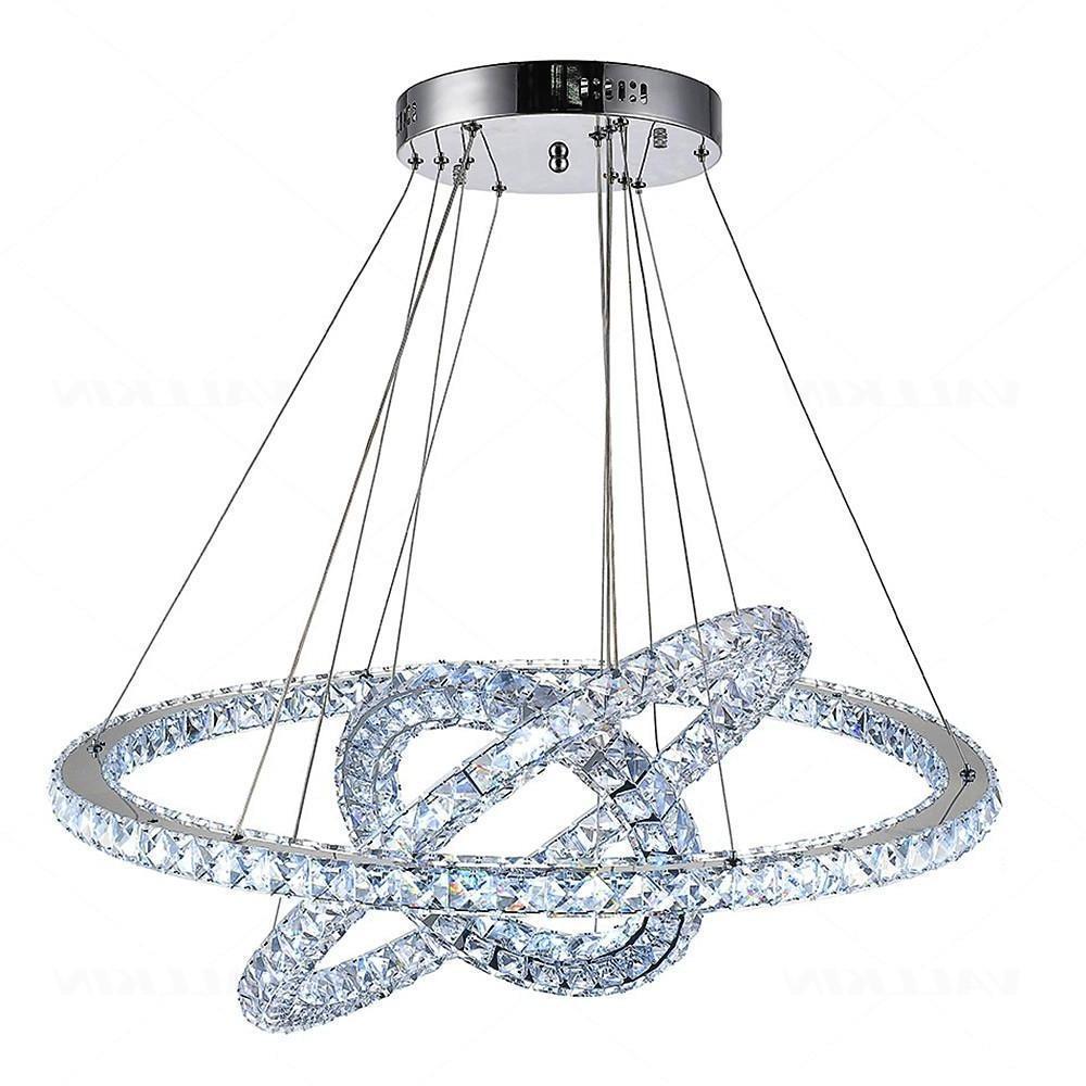 31'' LED 1-Light LED Eye Protection Crystal Adjustable Creative Chandelier LED Chic & Modern Metal Crystal Novelty Geometrical Circle Circle Design
