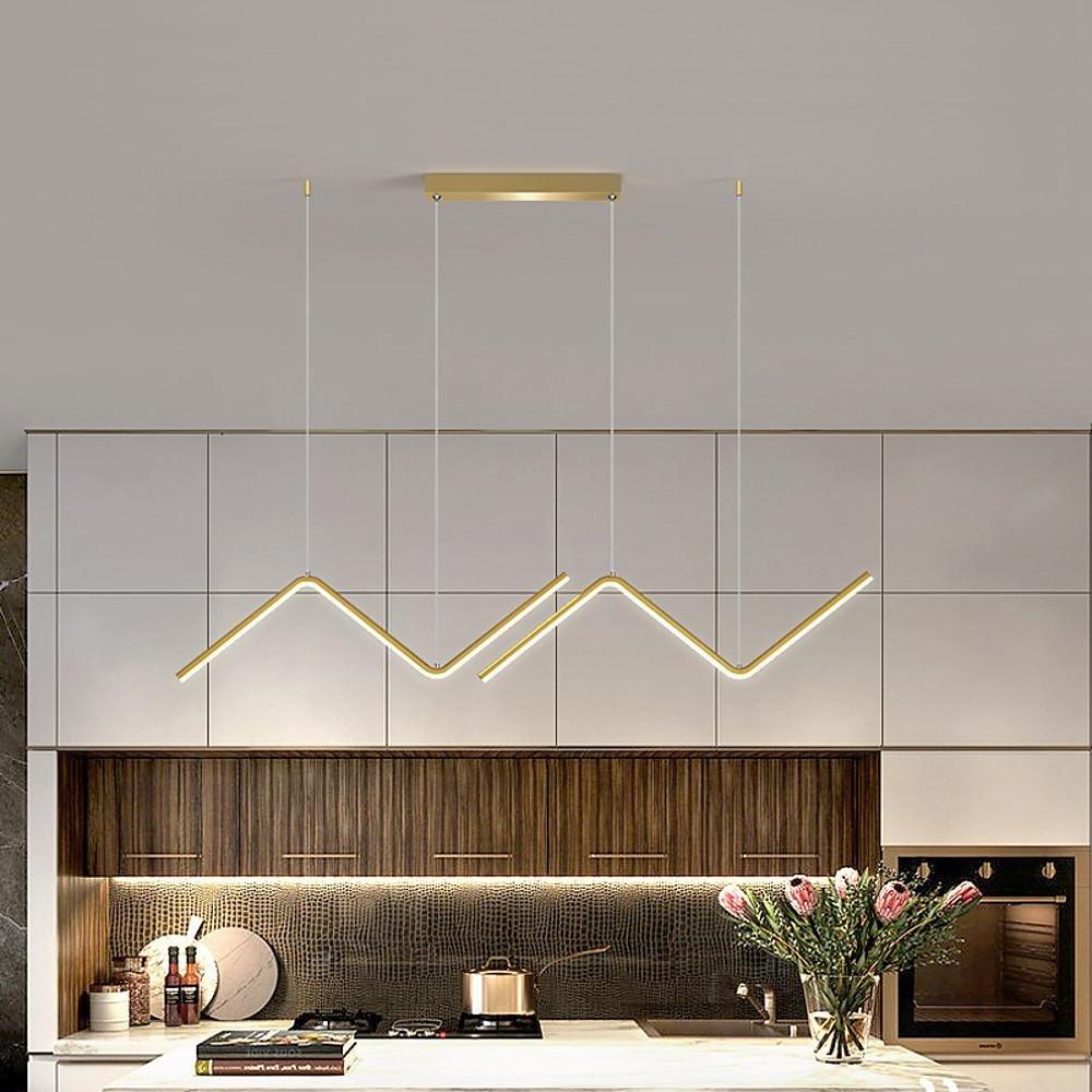 LED 2 - Light Line Design Dimmable Pendant Light Modern Wave Shaped Kitchen Lighting Dining Room Lighting Nordic Minimalist Island Lights