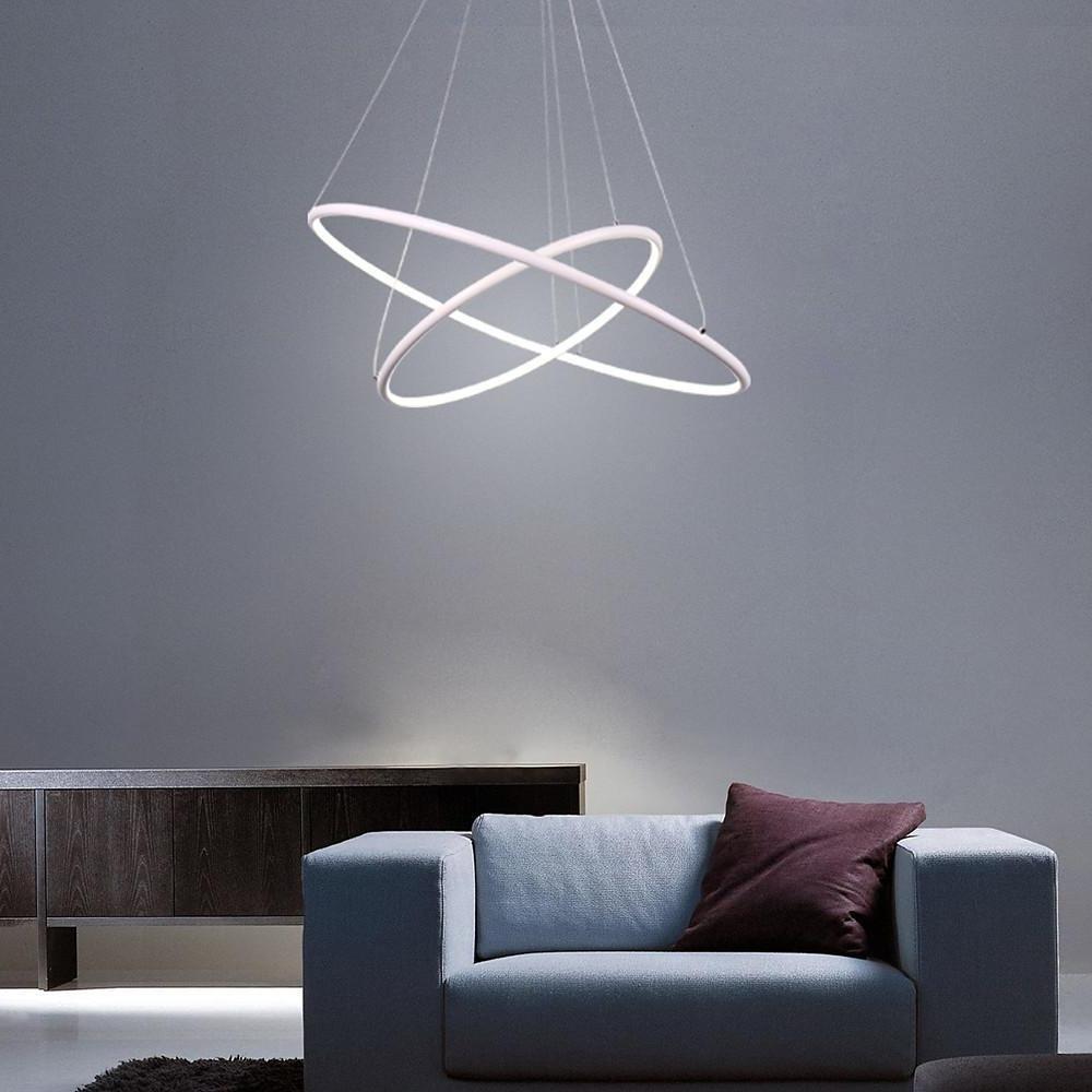 Modern LED Chandelier Minimalist 2 - Ring Geometric Lights with Adjustable Height