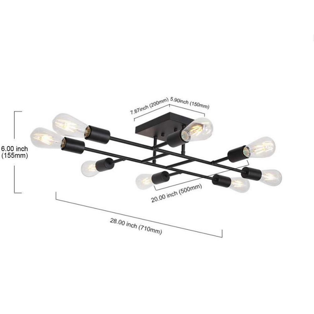 8 - Light Antique Brass Vintage LED Semi Flush Mount Ceiling Light