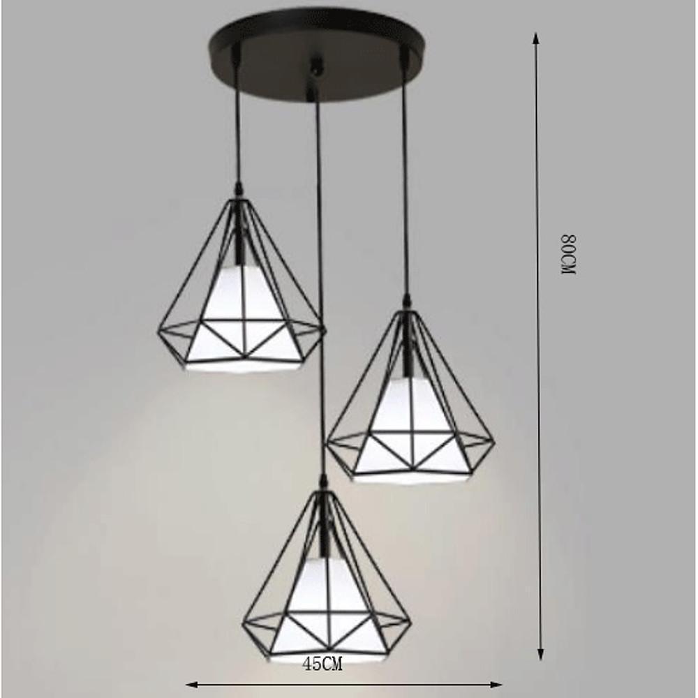 20'' LED 3-Light Cluster Design Pendant Light Modern LED Metal Fabric Geometrical Island Lights