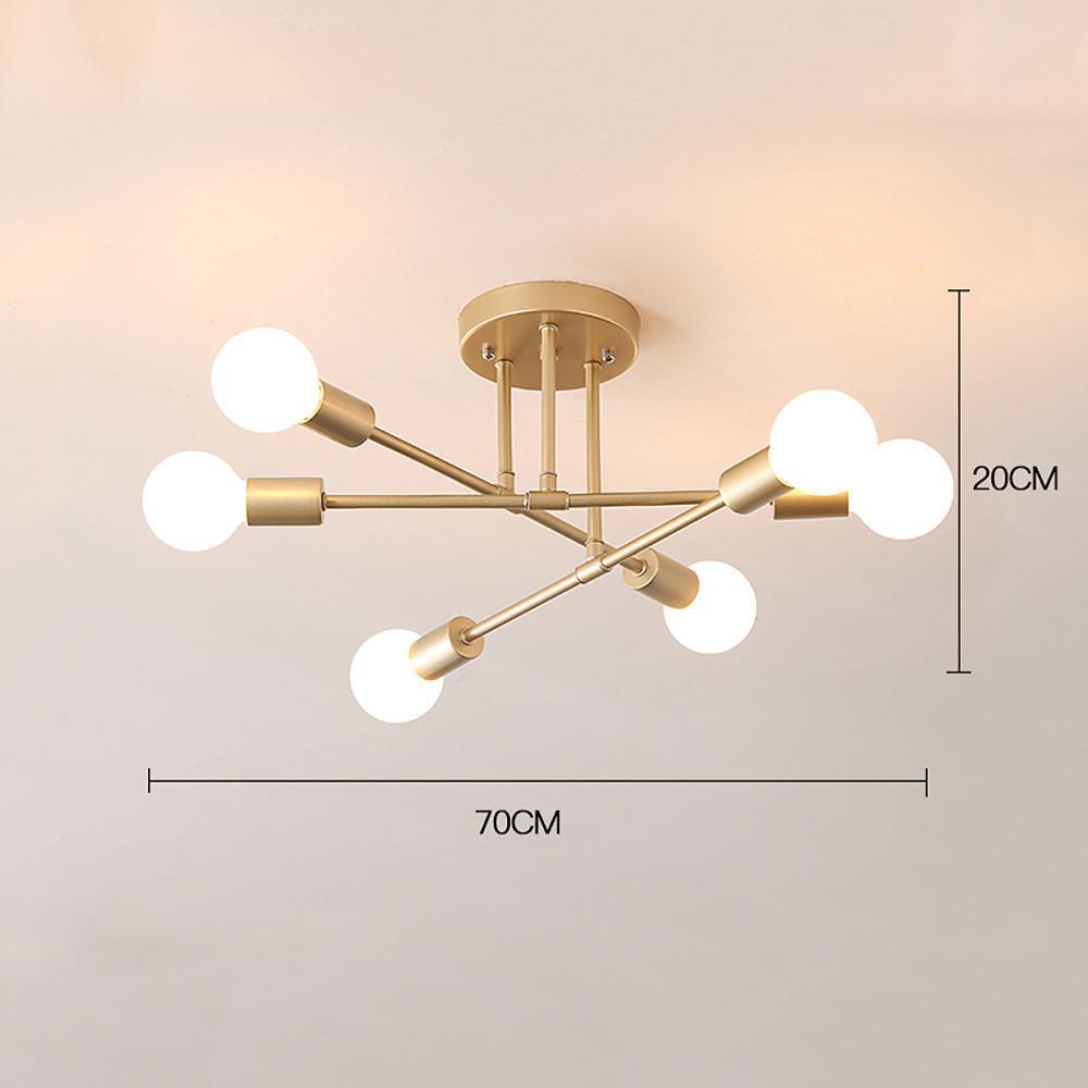 6 - Light Globes LED Linear Sputnik Chandelier Modern Semi - Flush Mount Ceiling Light