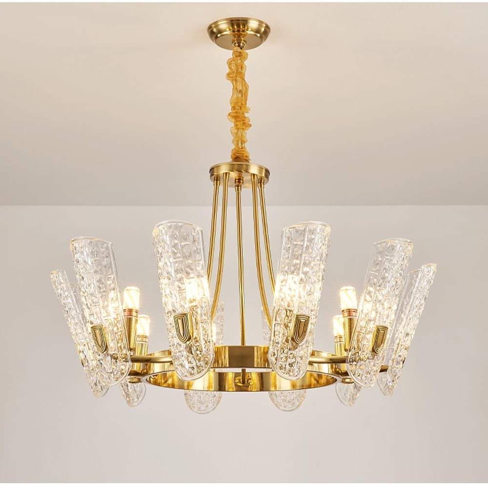 8 - light LED Electroplated Metal Glass Gold Classic Chandelier Pendant Lighting