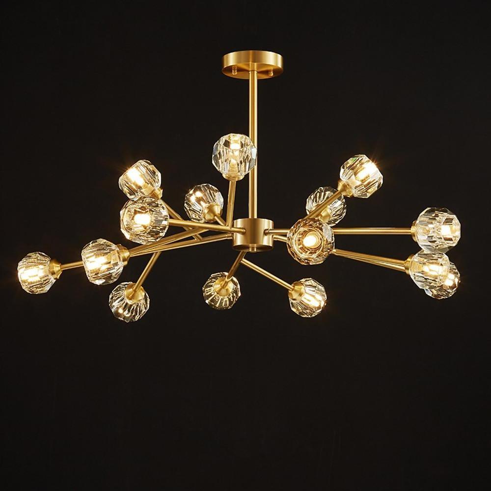 15 - light LED Crystal Copper Modern Sputnik Chandelier Ceiling Lights