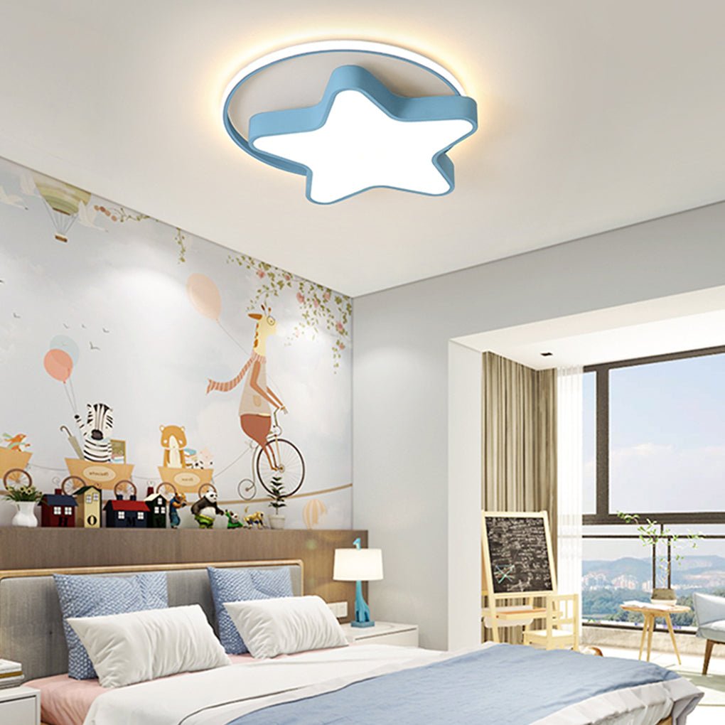 Nordic Creative Five-pointed Star Design Three Color Dimming LED Ceiling Lamp - Dazuma