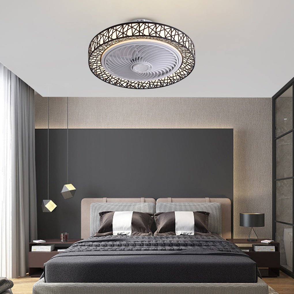 Nordic Hollow Minimalist Three - color Dimming Integrated Bladeless Ceiling Fan Lamp