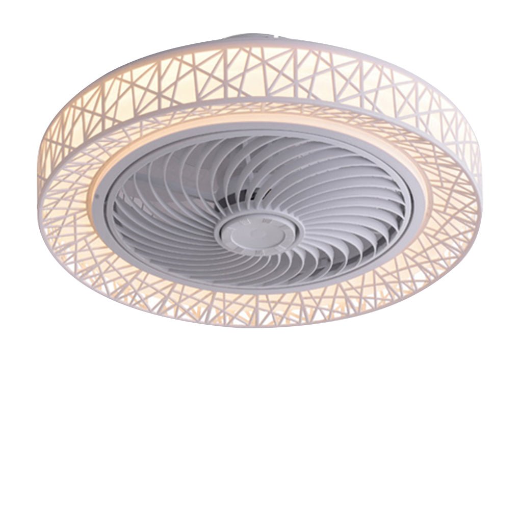 Nordic Hollow Minimalist Three-color Dimming Integrated Ceiling Fan Lamp - Dazuma