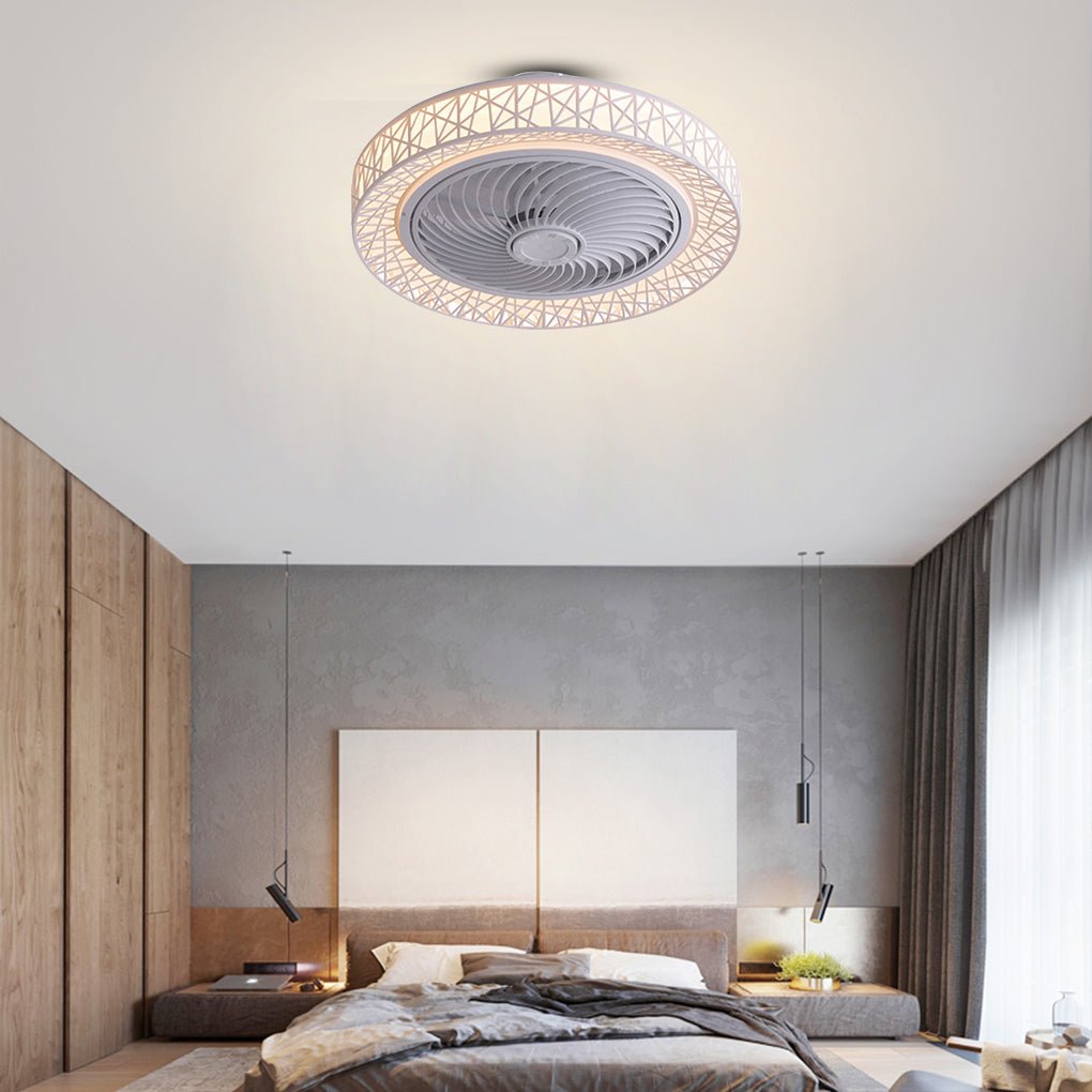 Nordic Hollow Minimalist Three - color Dimming Integrated Bladeless Ceiling Fan Lamp