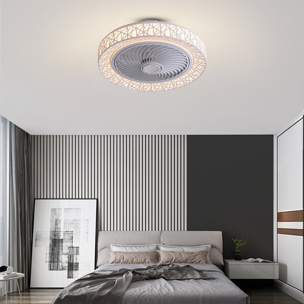 Nordic Hollow Minimalist Three - color Dimming Integrated Bladeless Ceiling Fan Lamp