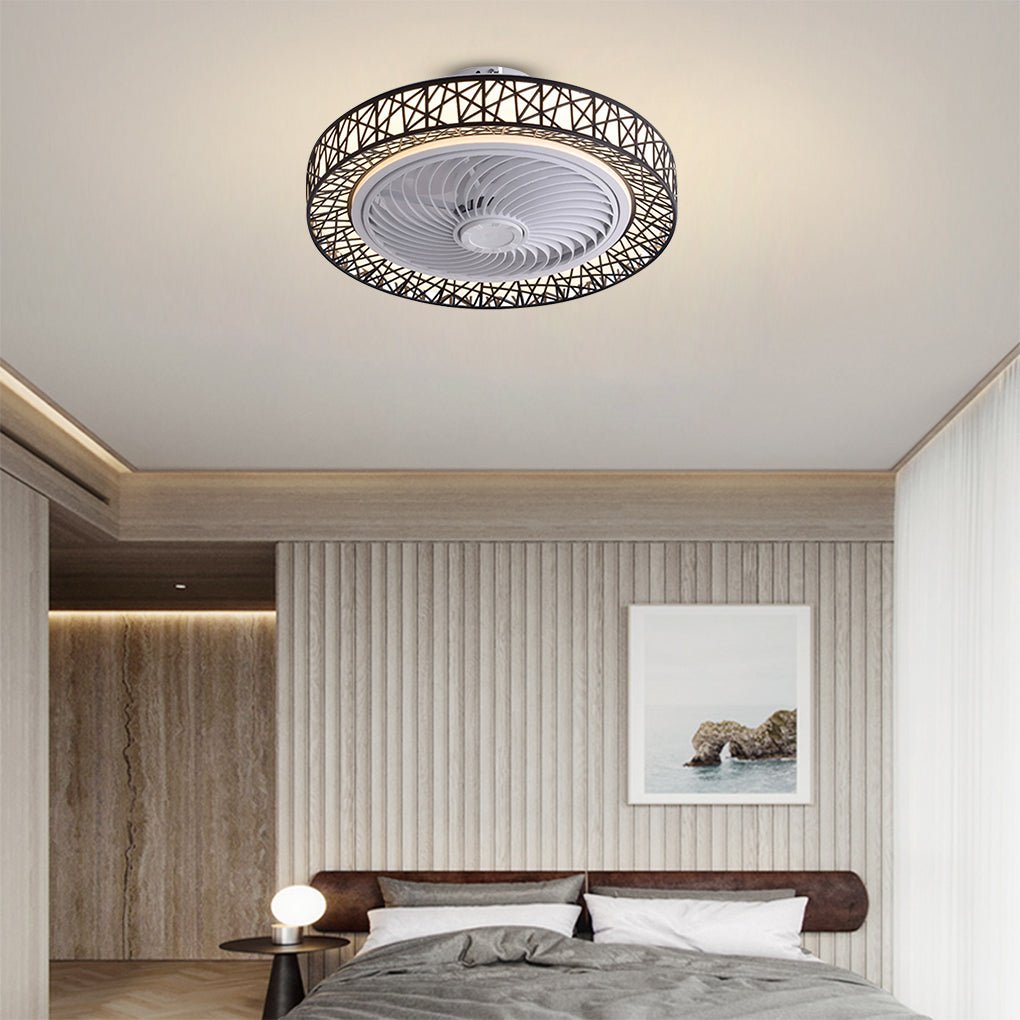 Nordic Hollow Minimalist Three - color Dimming Integrated Bladeless Ceiling Fan Lamp