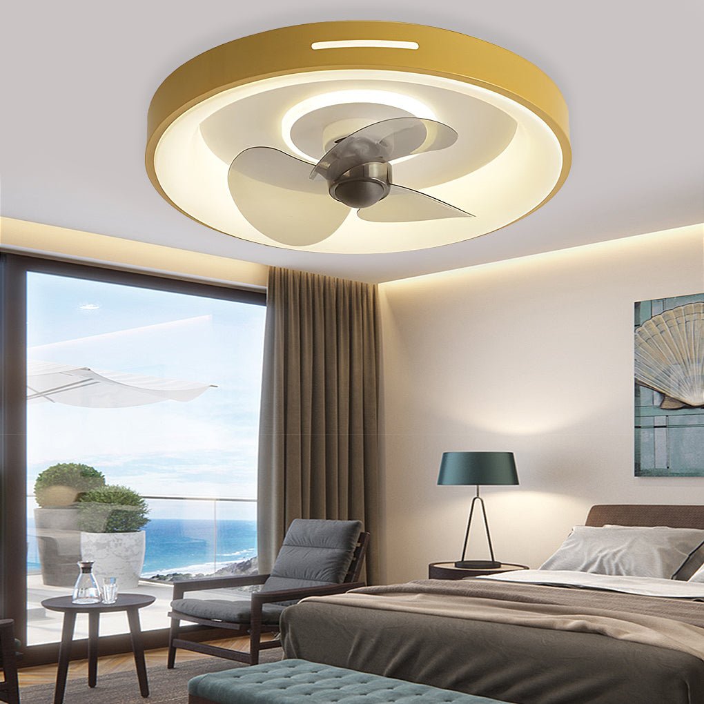 Nordic Inverter Ceiling Fan Light Ultra-thin Silent Ceiling Fan Lamp Intelligent - Dazuma