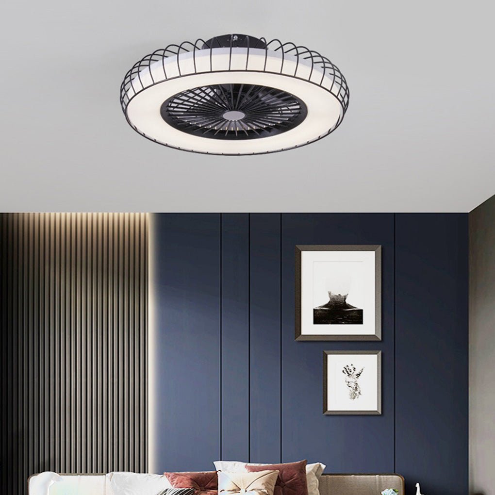 Nordic Invisible Fan Blades Stepless Dimming Integrated Ceiling Fan Lamp - Dazuma
