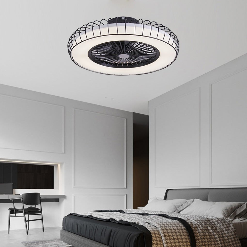 Nordic Invisible Fan Blades Stepless Dimming Integrated Ceiling Fan Lamp - Dazuma