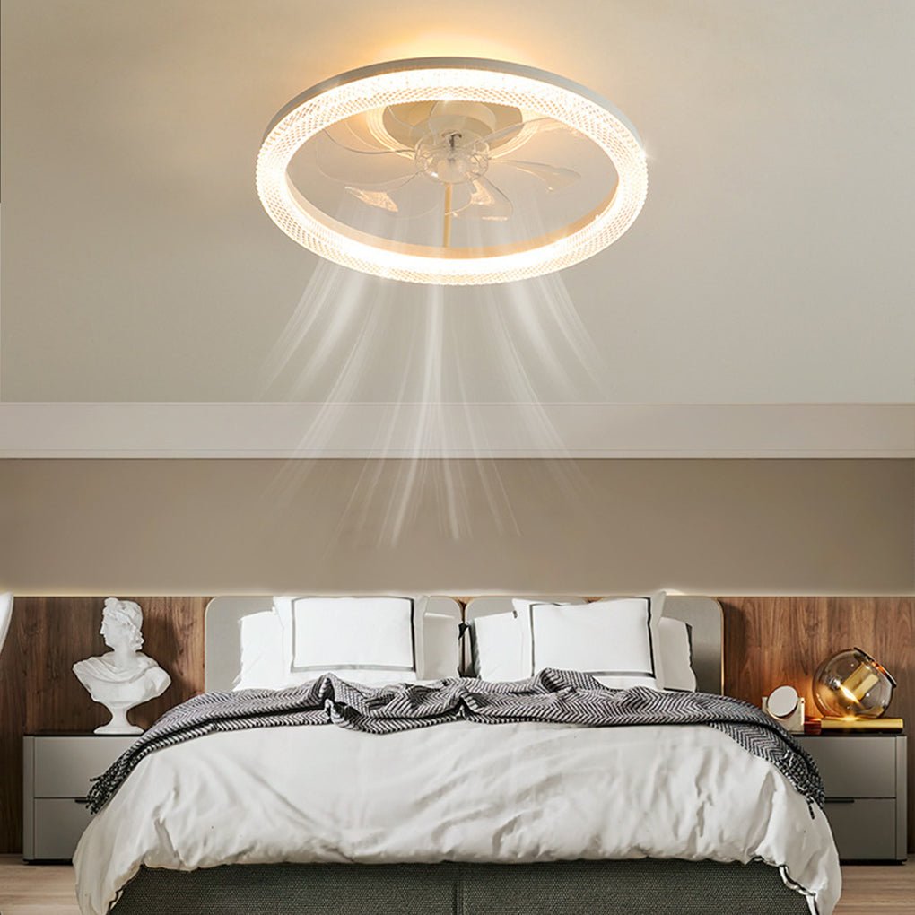 Nordic Minimalist Mute Six-speed Adjustable LED Ceiling Fan Lamp for Bedroom Living Room - Dazuma