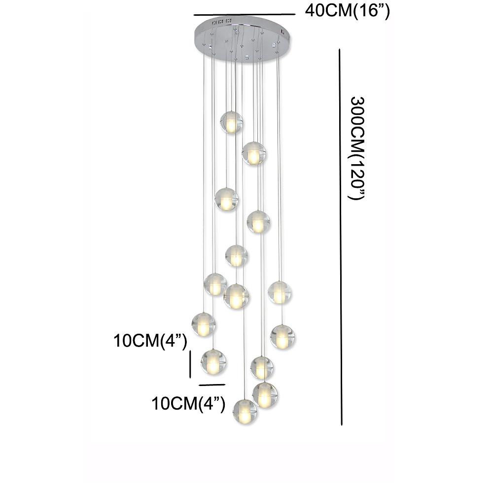 4'' LED 14 Bulbs Cool Crystal Dimmable Adjustable Creative Chandelier Modern Artistic Metal Crystal Globe Crystal Cluster Design-dazuma