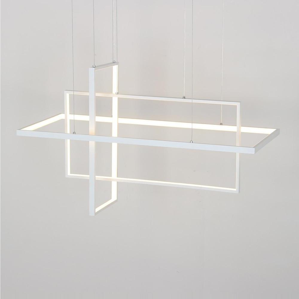31.5'' Three - Part Futuristic Square Rectangular Hybrid Aluminum Chandelier with Capable Ambient Lights