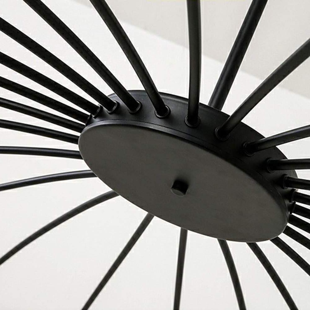 Modern 24 - light Streamlined Round Chandelier - 24 LED Bulbs, 63'' Dia, Adjustable Height, Black Finish