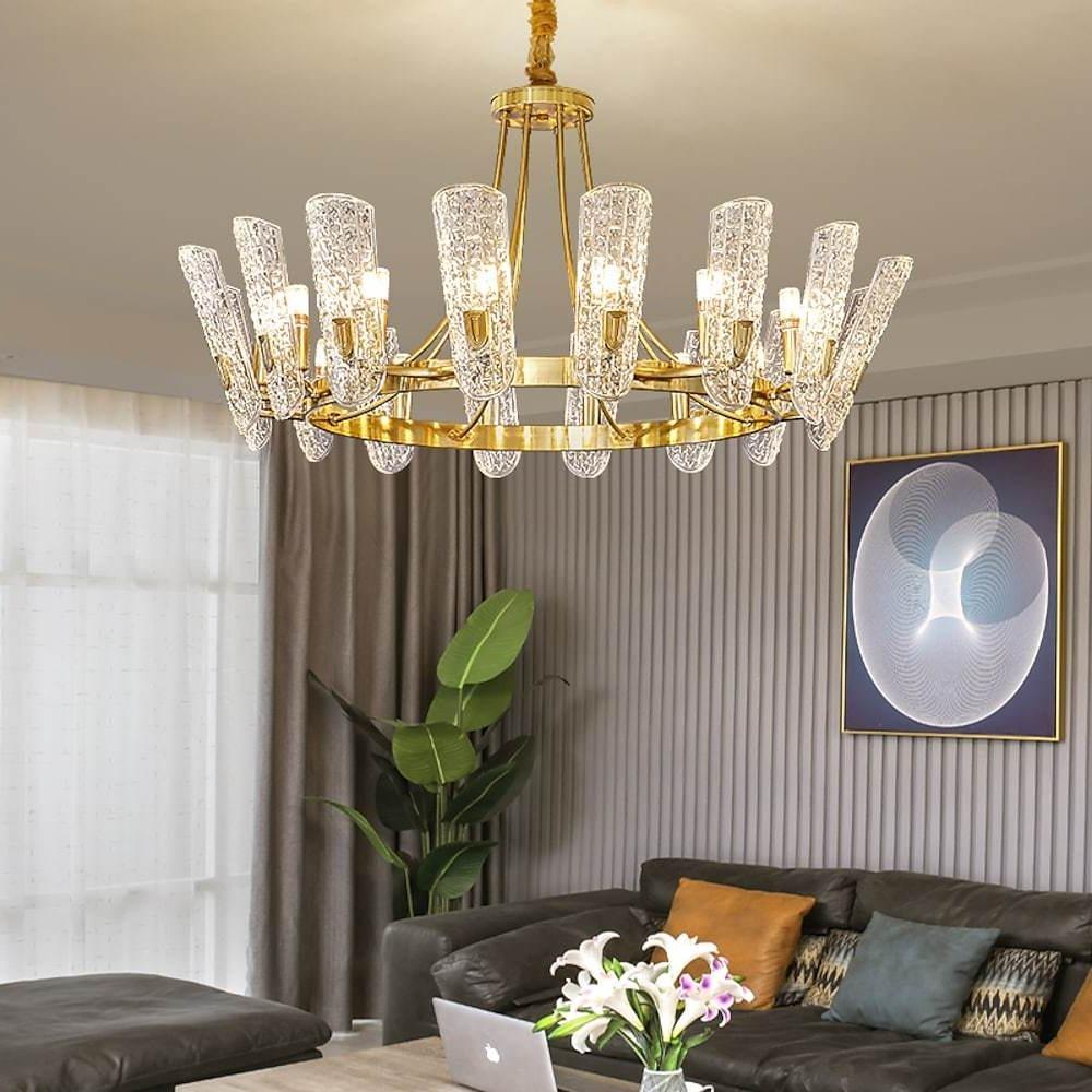 8 - light LED Electroplated Metal Glass Gold Classic Chandelier Pendant Lighting