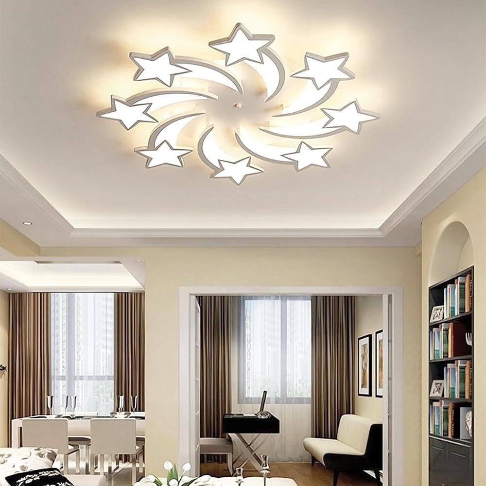Celestial Shooting Stars Flush Mount Ceiling Light - LED, Dimmable, White, 5 to 15 Star Lights