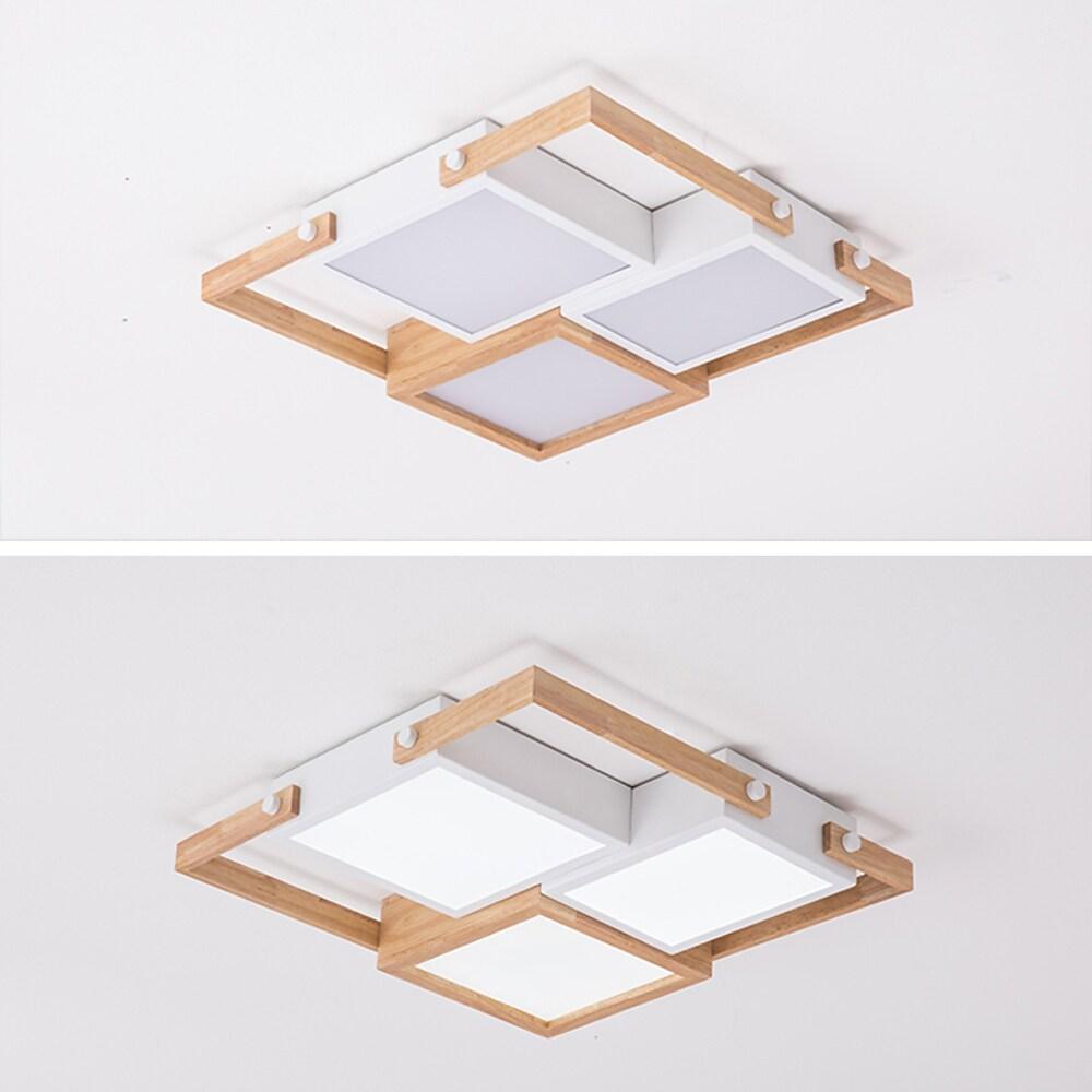 19'' LED 1-Light Single Design Flush Mount Lights Nordic Style Modern Metal Wood Bamboo Dimmable Ceiling Lights-dazuma