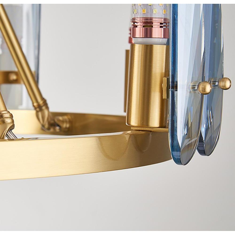 8 - light LED Circular Glass Copper Nordic Chandelier Pendant Lighting