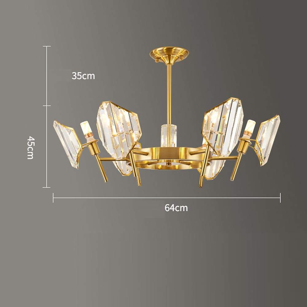 Brass Ring Frame Crystal Chandelier - Gold Metal, Crystal Accents Pendant Lights