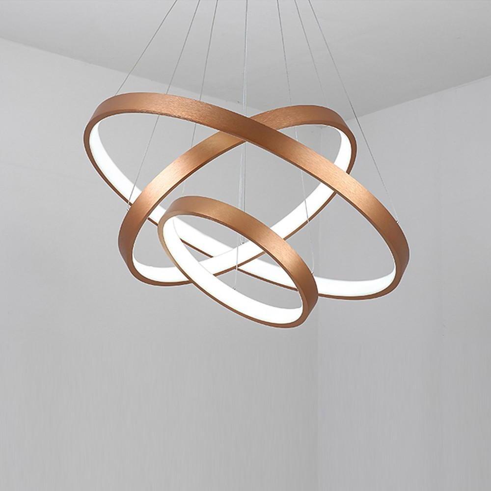 Acrylic Bronze 3 - Tier Ring Chandelier Dimmable LED, 59" Adjustable Pendant Lights