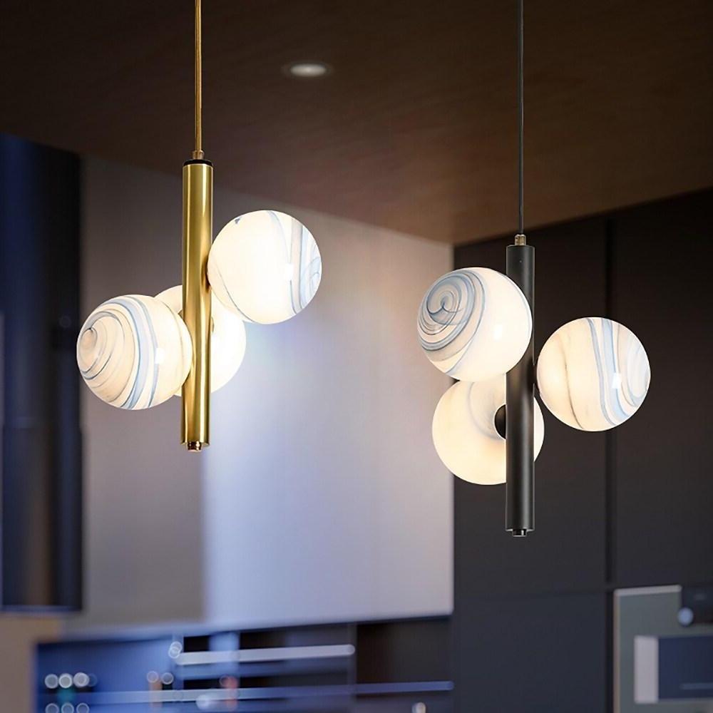 9'' LED 3-Light Single Design Pendant Light Nordic Style LED Metal Glass Island Lights-dazuma
