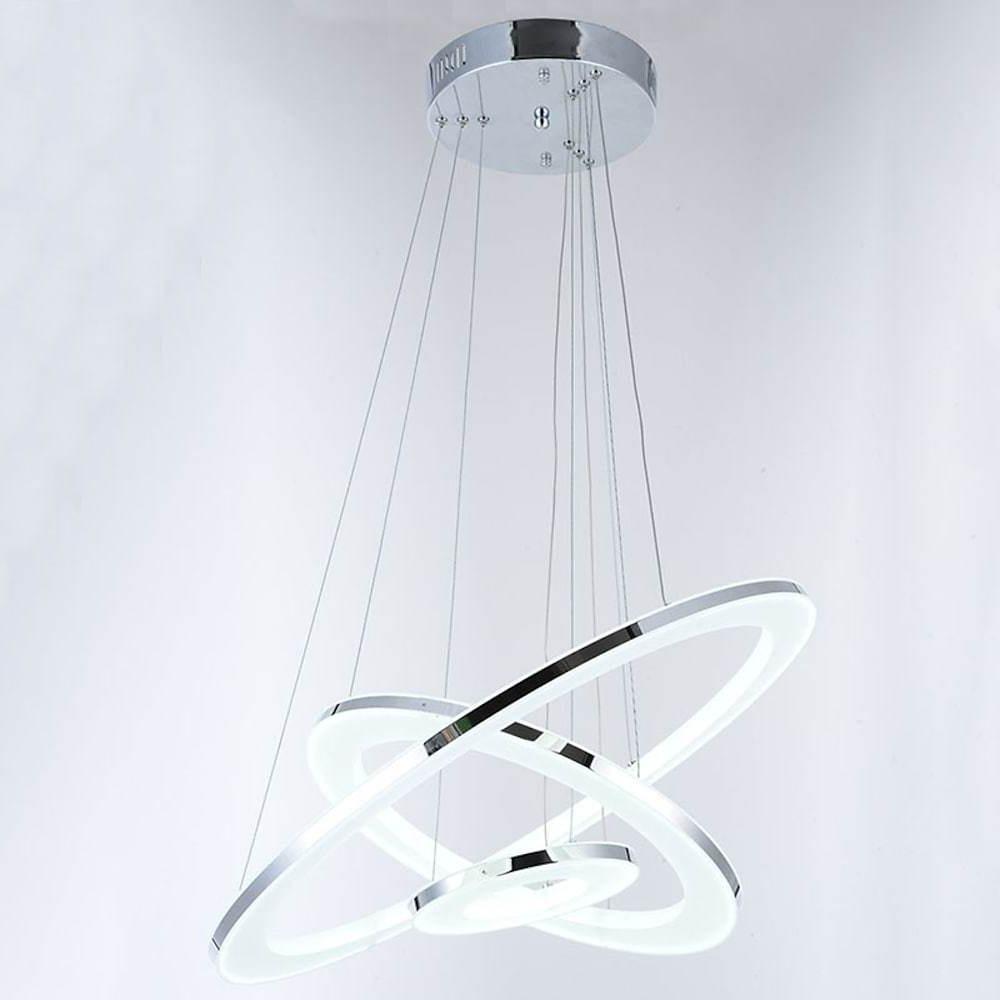 Adjustable LED 3 - Ring Chandelier Modern 24" Hanging Ceiling Light