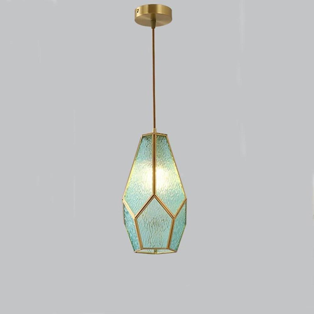 6'' LED 1-Light Lantern Desgin Pendant Light Modern Copper Glass Island Lights